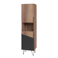 Manhattan Comfort 404AMC240 Beekman 17.51 Narrow Bookcase Cabinet with 5 Shelves in Brown and Black
